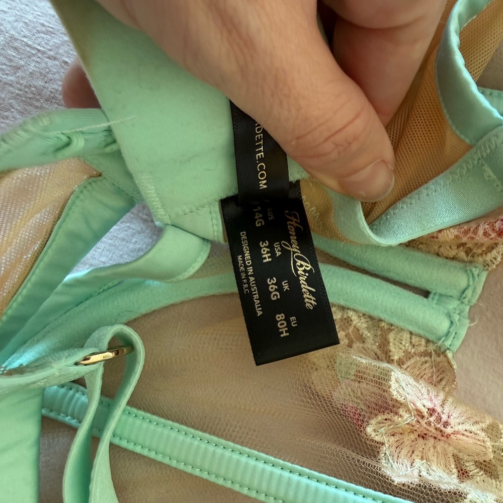 HONEY BIRDETTE AMELIE Mint Floral Bra 36H RARE🔥 - Picture 7 of 7